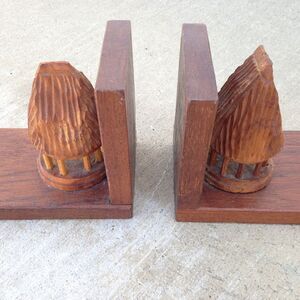 Vintage Wooden Tiki Bookends
